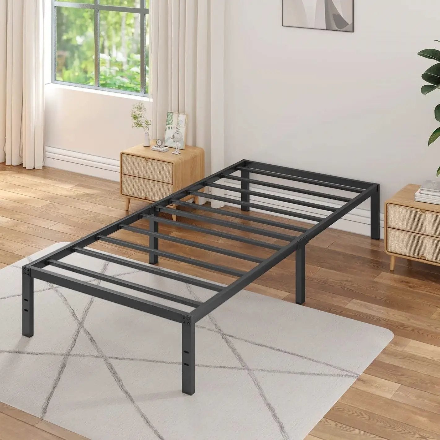 Twin size 16-inch Heavy Duty Metal Bed Frame with 3,000 lbs Weight Capacity by HomePacific