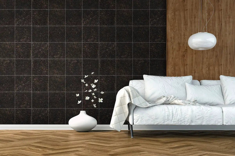 Tan Brown Polished Granite Tiles 12x12 in a finished room