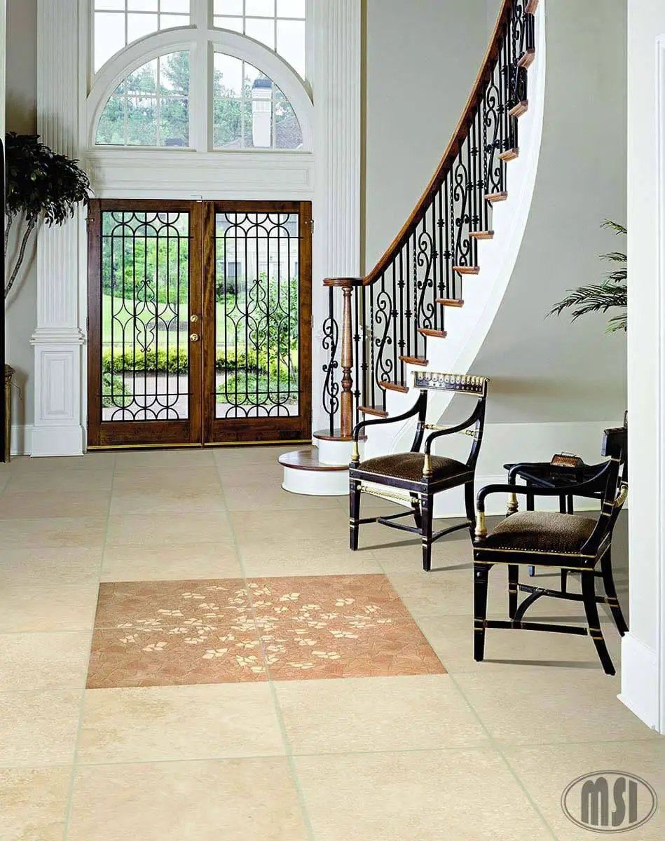 Tuscany Ivory Honed Travertine Tiles 24x24 in a finished room