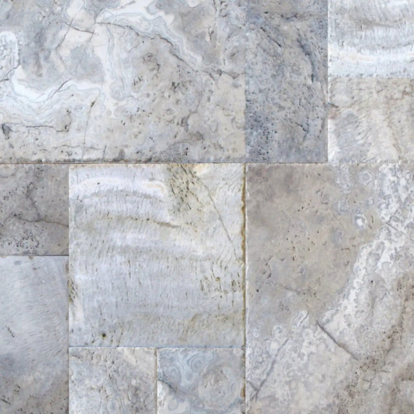 Silver Travertine Brushed Pattern Tiles