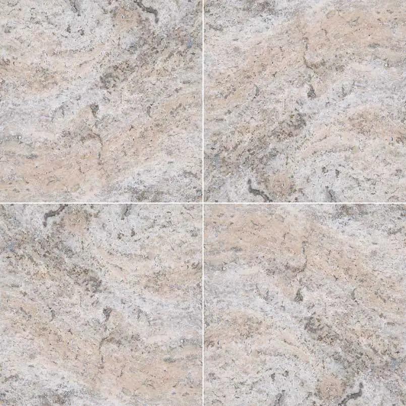 Silver Travertine Honed Tiles 18x18 close up