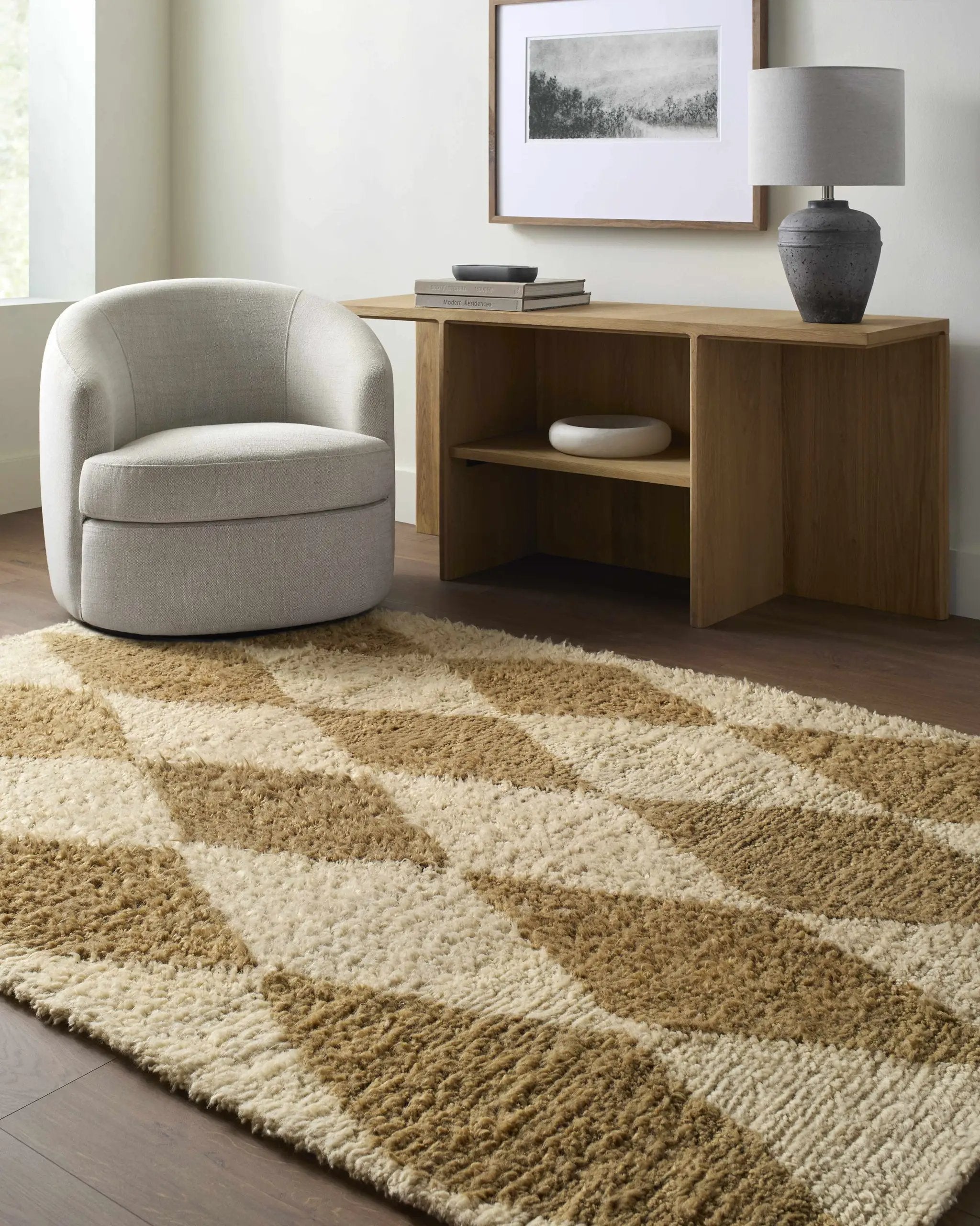 Tivka Diamond Checkered Wool Rug by Boutique Rugs