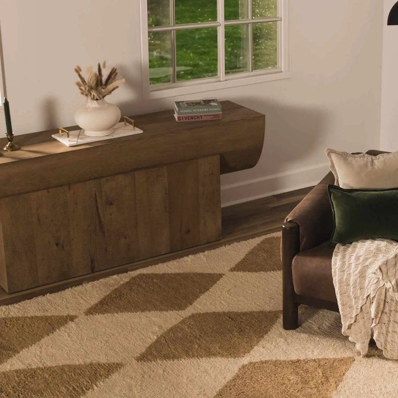 Tivka Diamond Checkered Wool Rug by Boutique Rugs
