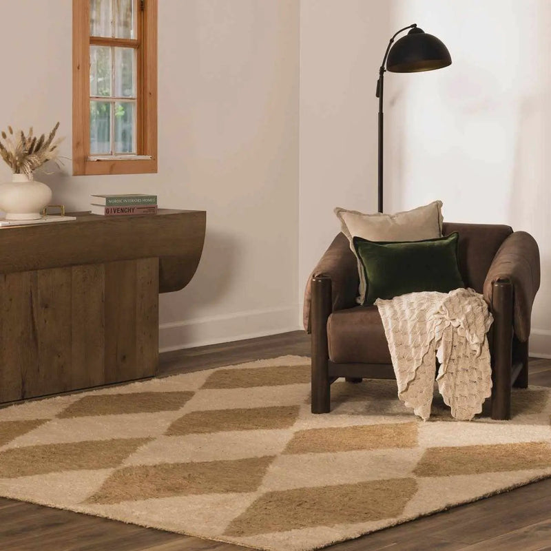 Tivka Diamond Checkered Wool Rug by Boutique Rugs