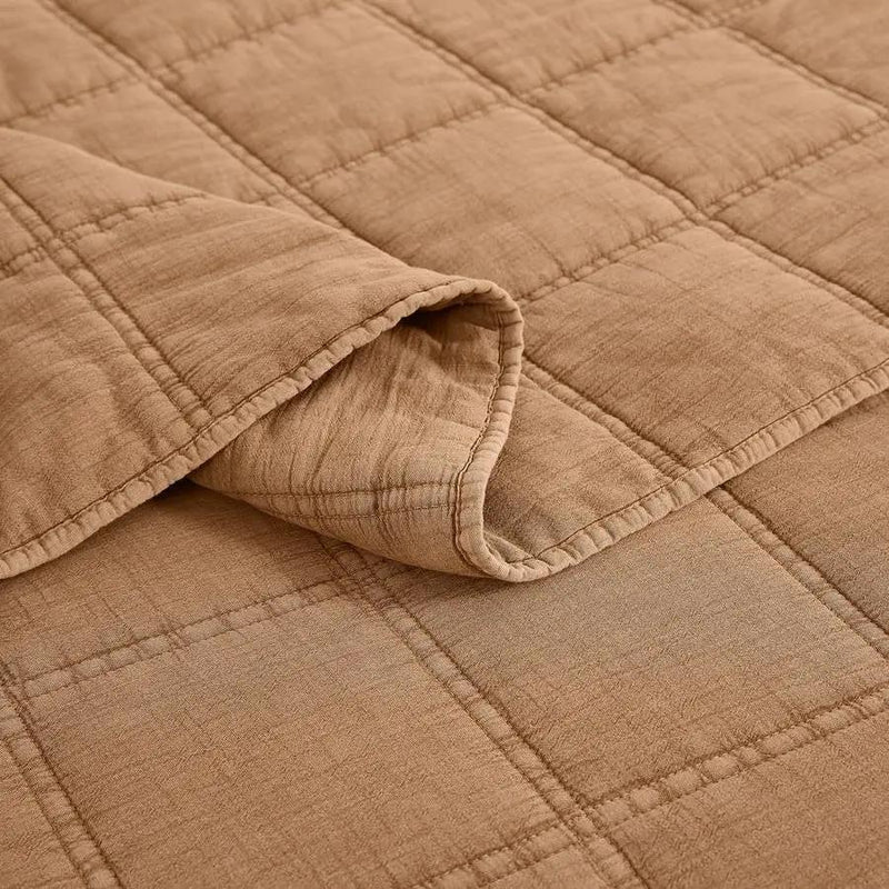 King / California King size Taupe Brown Sienna Faded Stone Washed Cotton Quilt by HomePacific