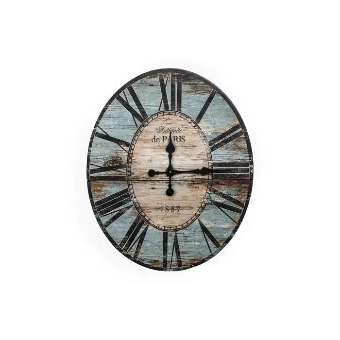 Turquoise Oversized Distressed Paris Wood Wall Clock by HomePacific