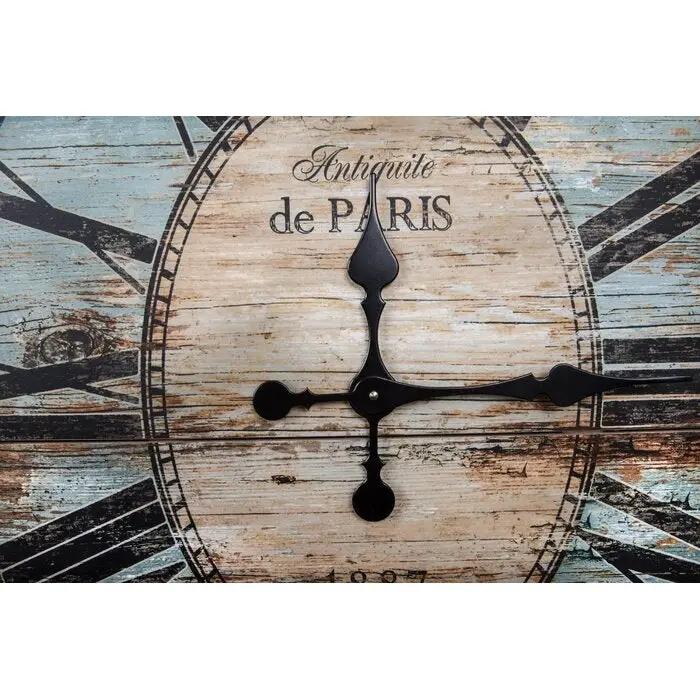 Turquoise Oversized Distressed Paris Wood Wall Clock by HomePacific