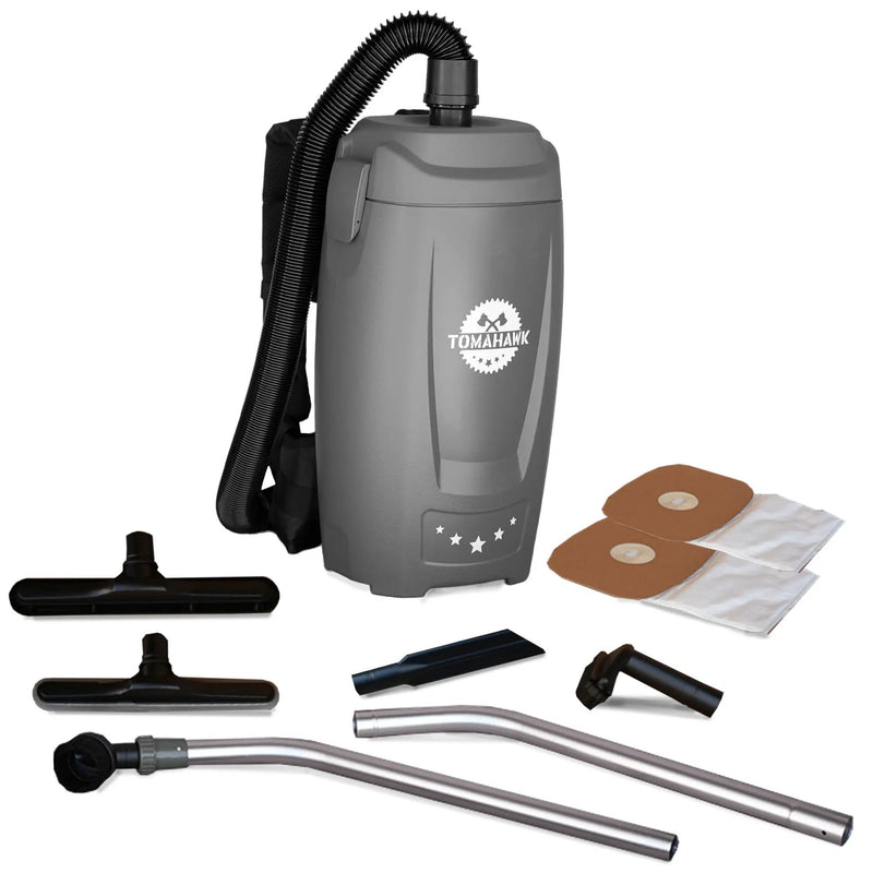 Electric Backpack Vacuum 6 qt Lightweight Commercial High-Performance Cleaning Solution by Tomahawk Power