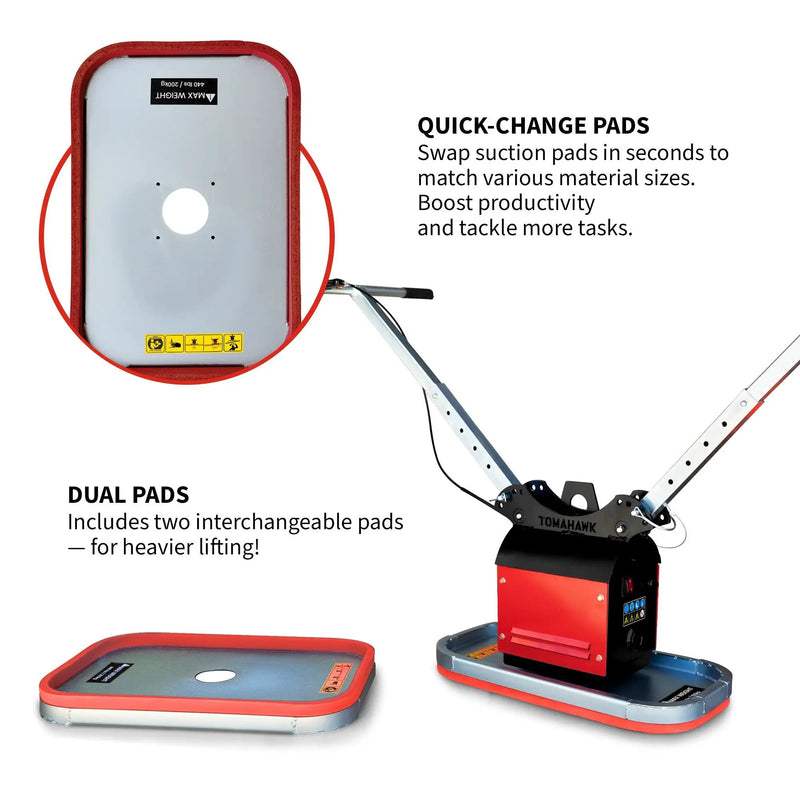 Tomahawk 440 lb Electric Paver Slab Vacuum Lifter 1200W for Hardscaping, Concrete, and Stone Placement by Tomahawk Power