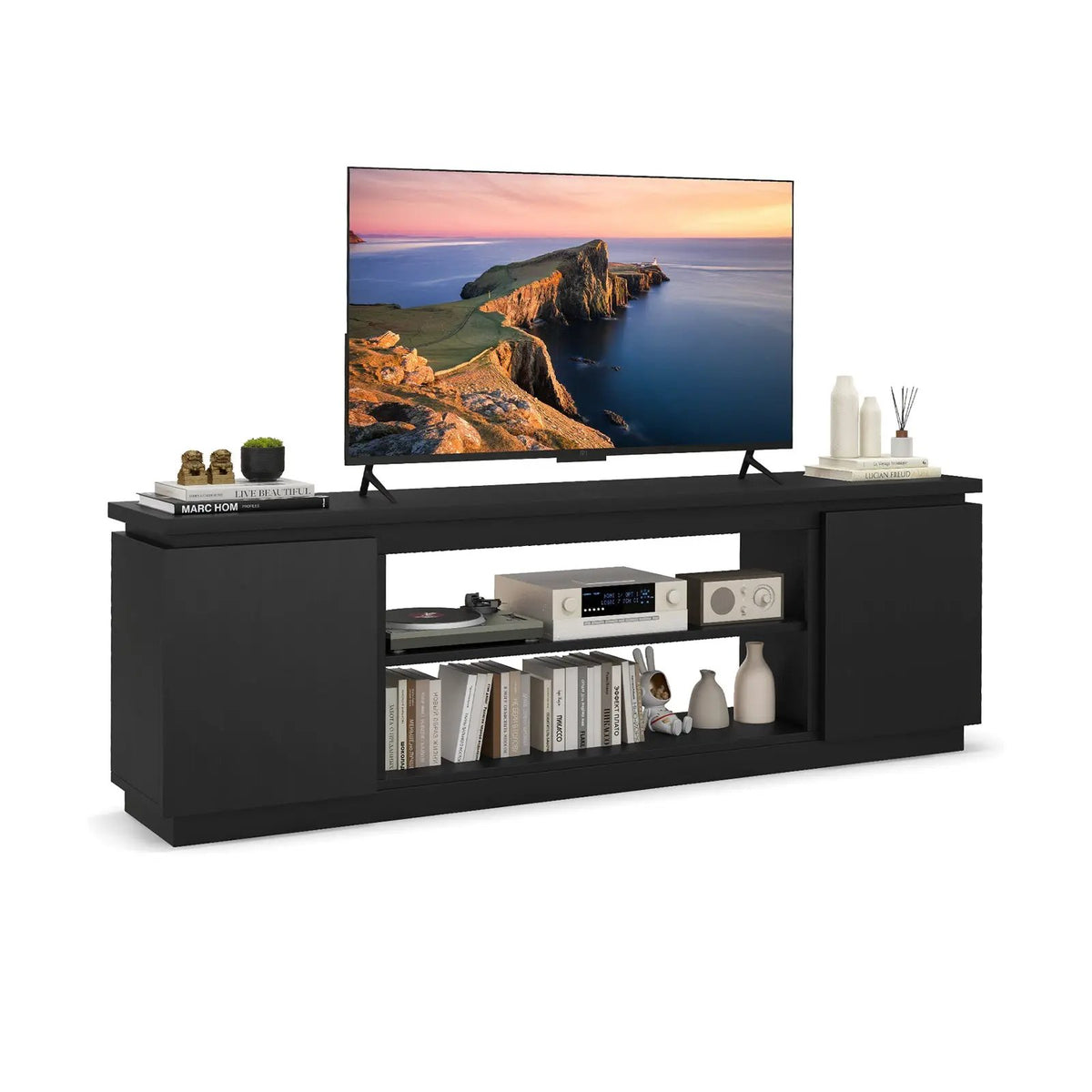 TV Cabinet with 3 Adjustable Shelves and Anti-Tipping Kits for TVs up to 80 Inch, photo 9 of 9