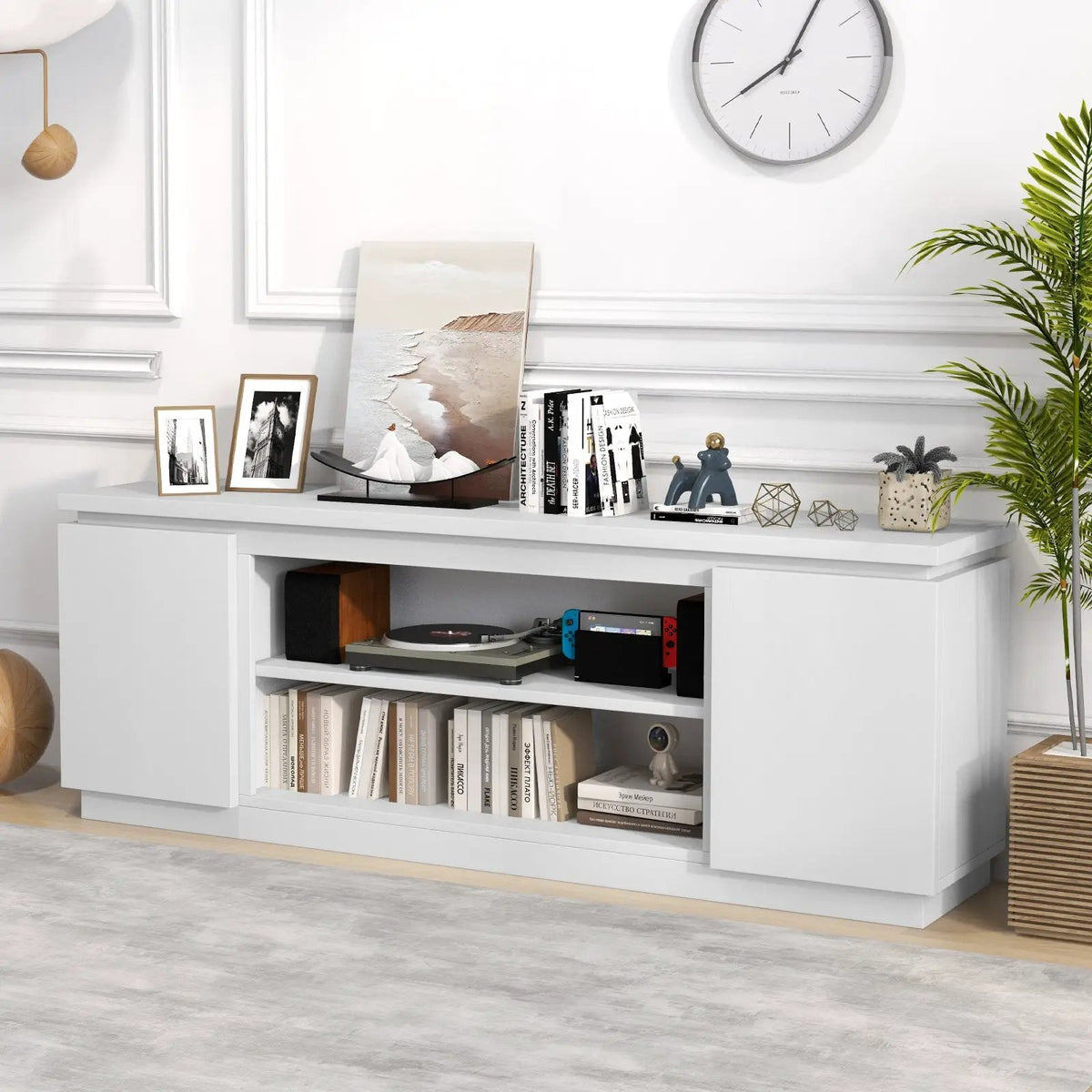 TV Cabinet with 3 Adjustable Shelves and Anti-Tipping Kits for TVs up to 80 Inch, photo 2 of 9