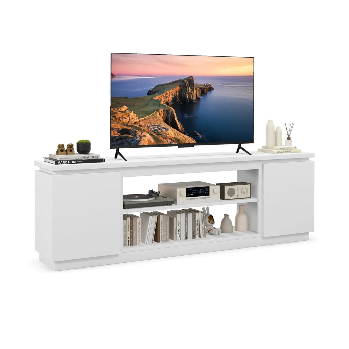 TV Cabinet with 3 Adjustable Shelves and Anti-Tipping Kits for TVs up to 80 Inch, photo 3 of 9