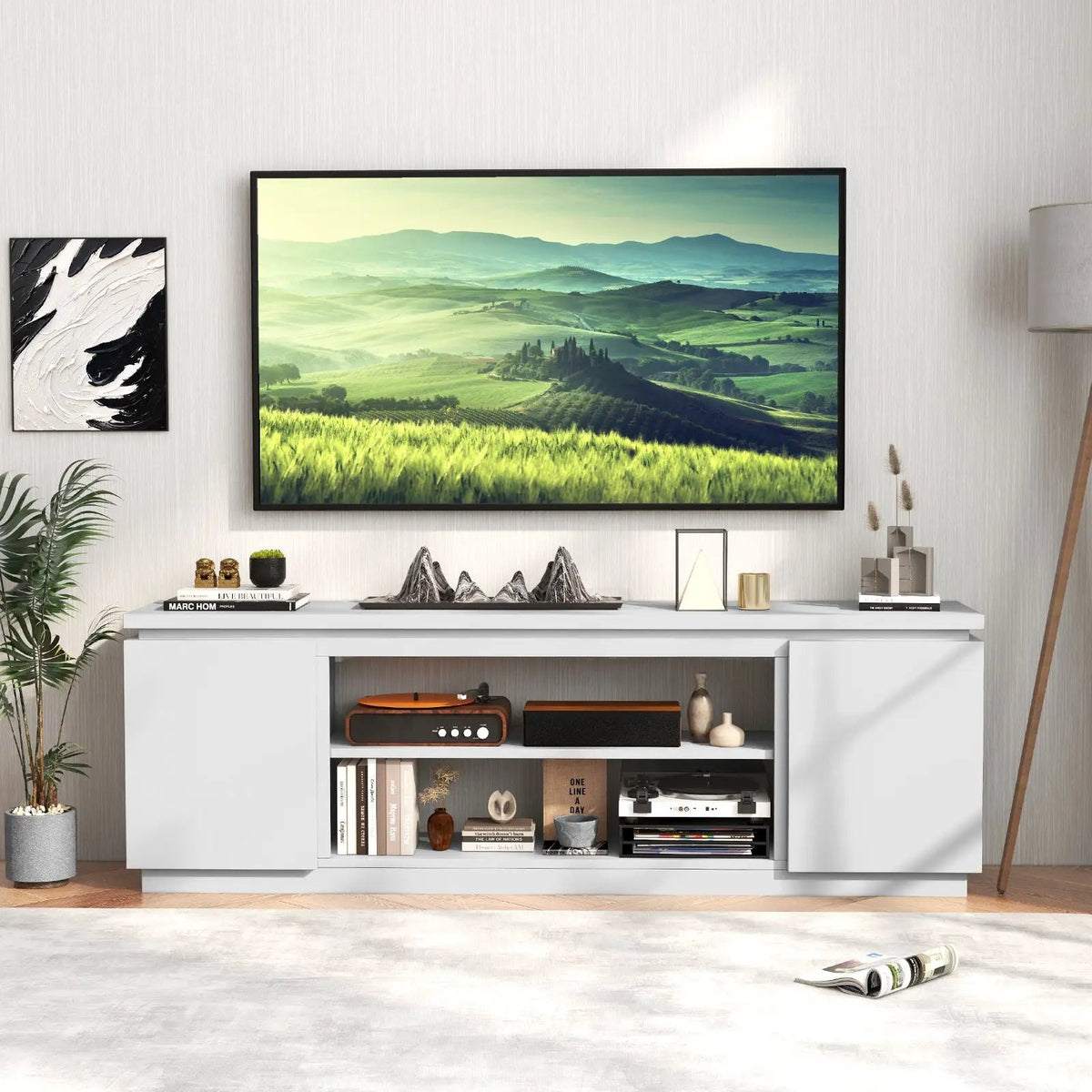 TV Cabinet with 3 Adjustable Shelves and Anti-Tipping Kits for TVs up to 80 Inch, photo 6 of 9