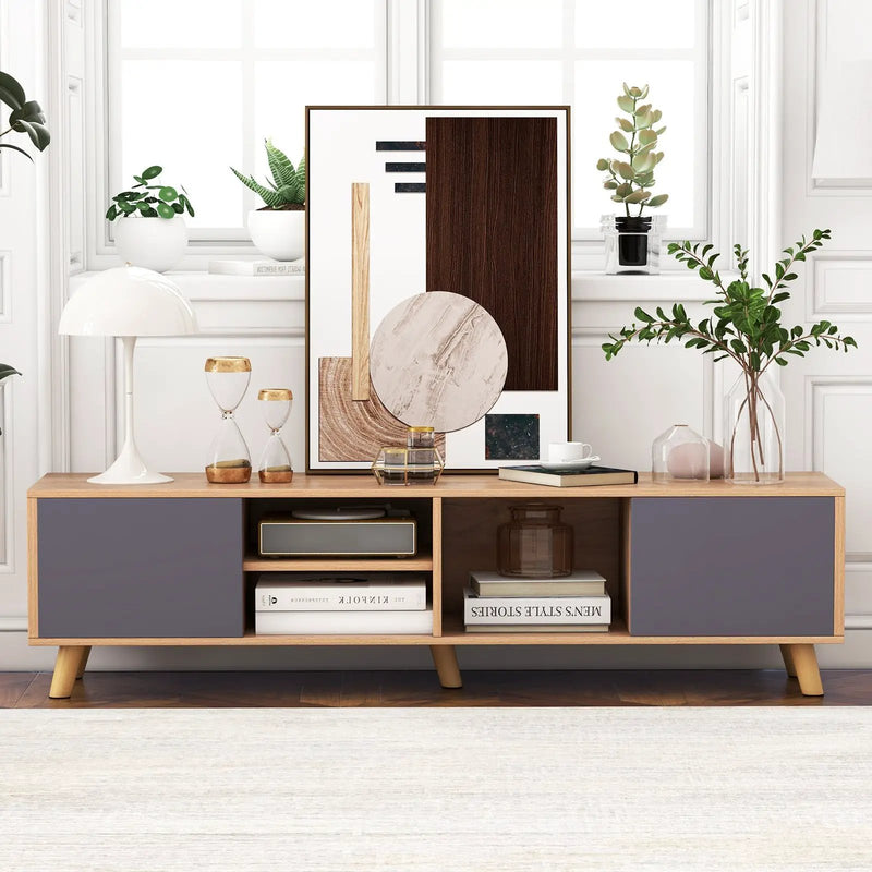 TV Stand Cabinet for TVs up to 65 Inch with Open Shelf for Living Room by DirectDeals