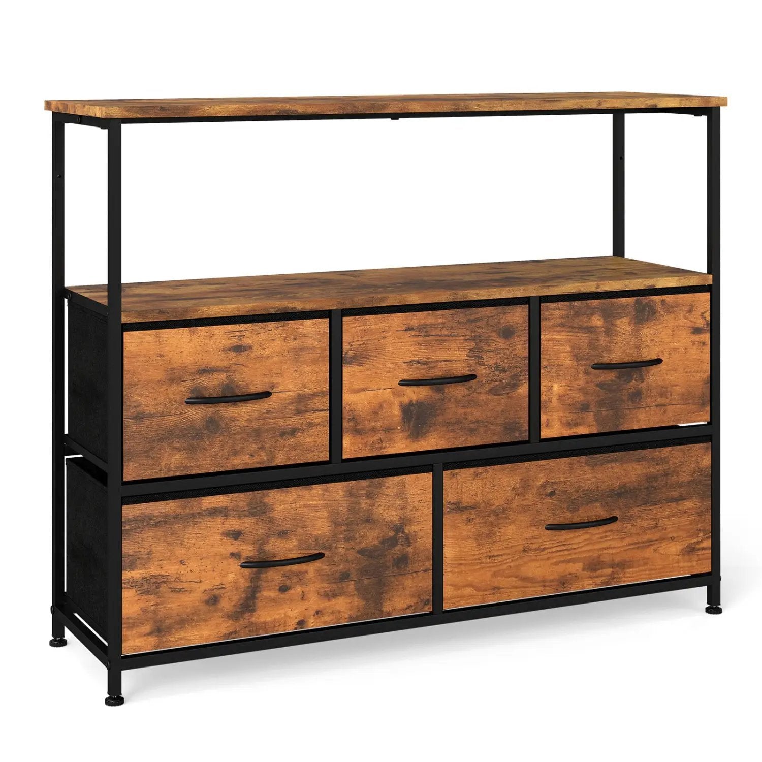 TV Stand Dresser for 45 Inch TV 5 Fabric Drawer Entertainment Center by DirectDeals