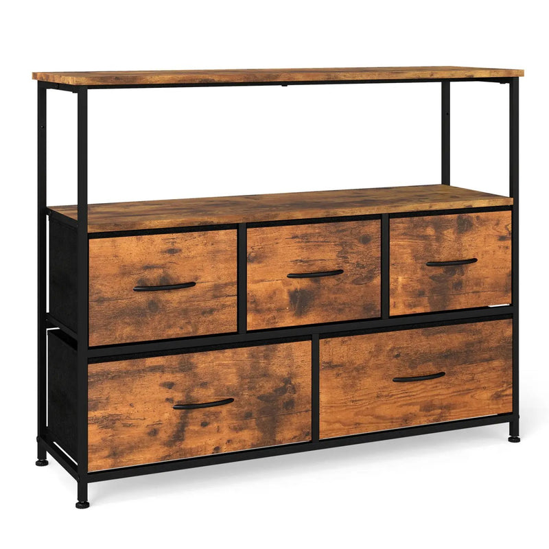TV Stand Dresser for 45 Inch TV 5 Fabric Drawer Entertainment Center by DirectDeals