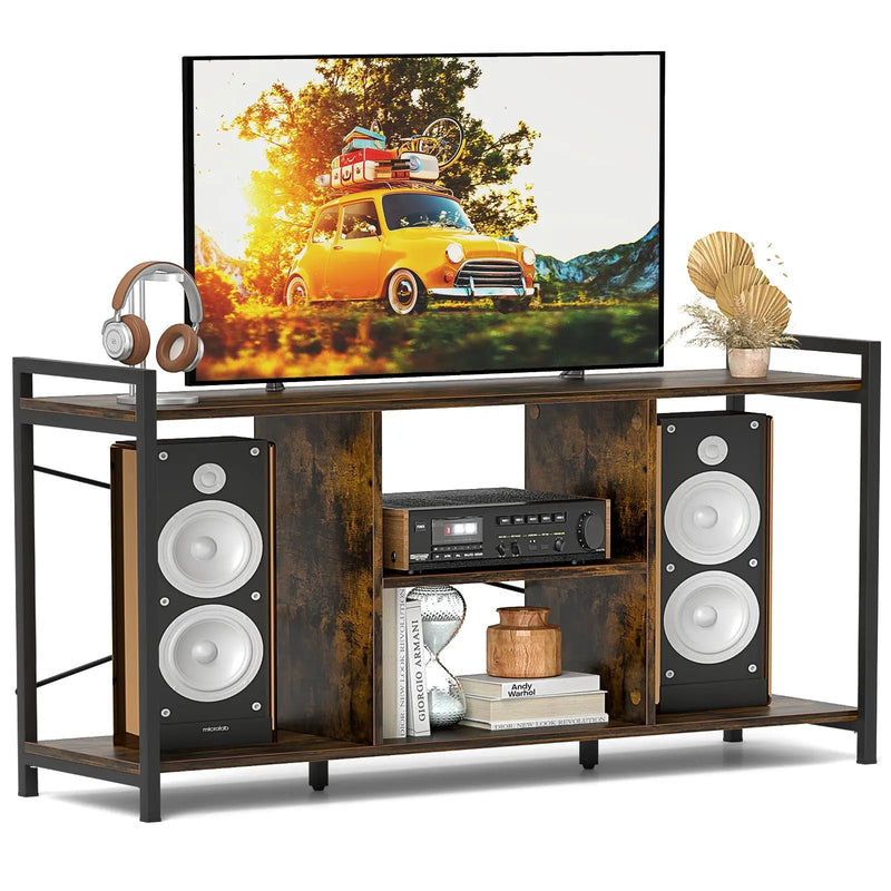 TV Stand for 55 Inch TVs Industrial Entertainment Center-Rustic Brown by DirectDeals