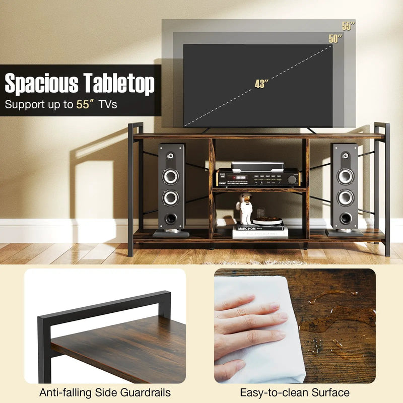 TV Stand for 55 Inch TVs Industrial Entertainment Center-Rustic Brown by DirectDeals