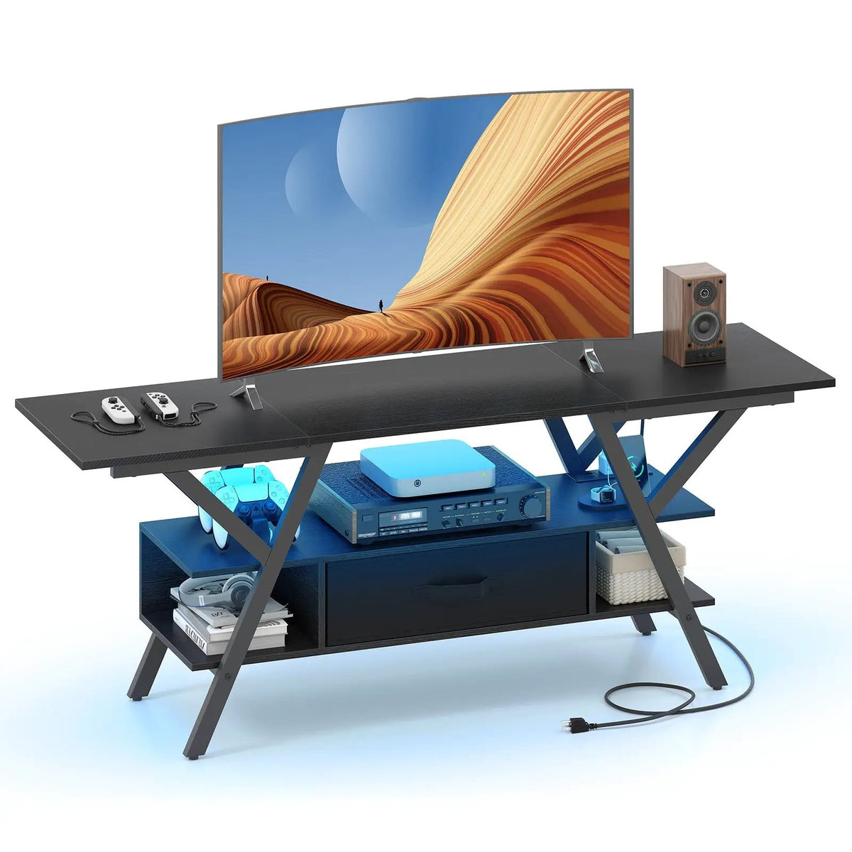 TV Stand for 65 Inch TVs with Power Outlets and LED Lights, photo 12 of 16