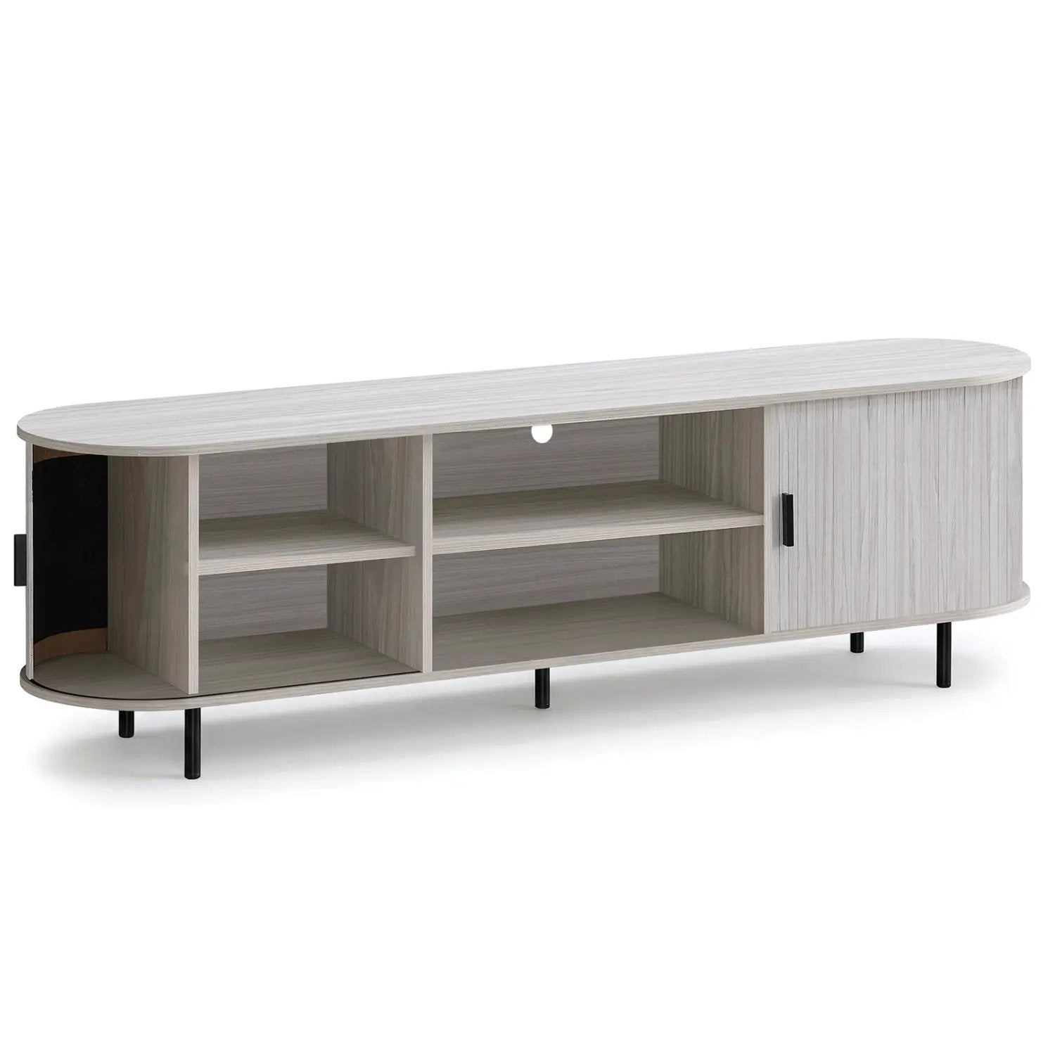 TV Stand for 80 Inch TVs Mid Century Modern Entertainment Center with Fluted Sliding Doors by DirectDeals