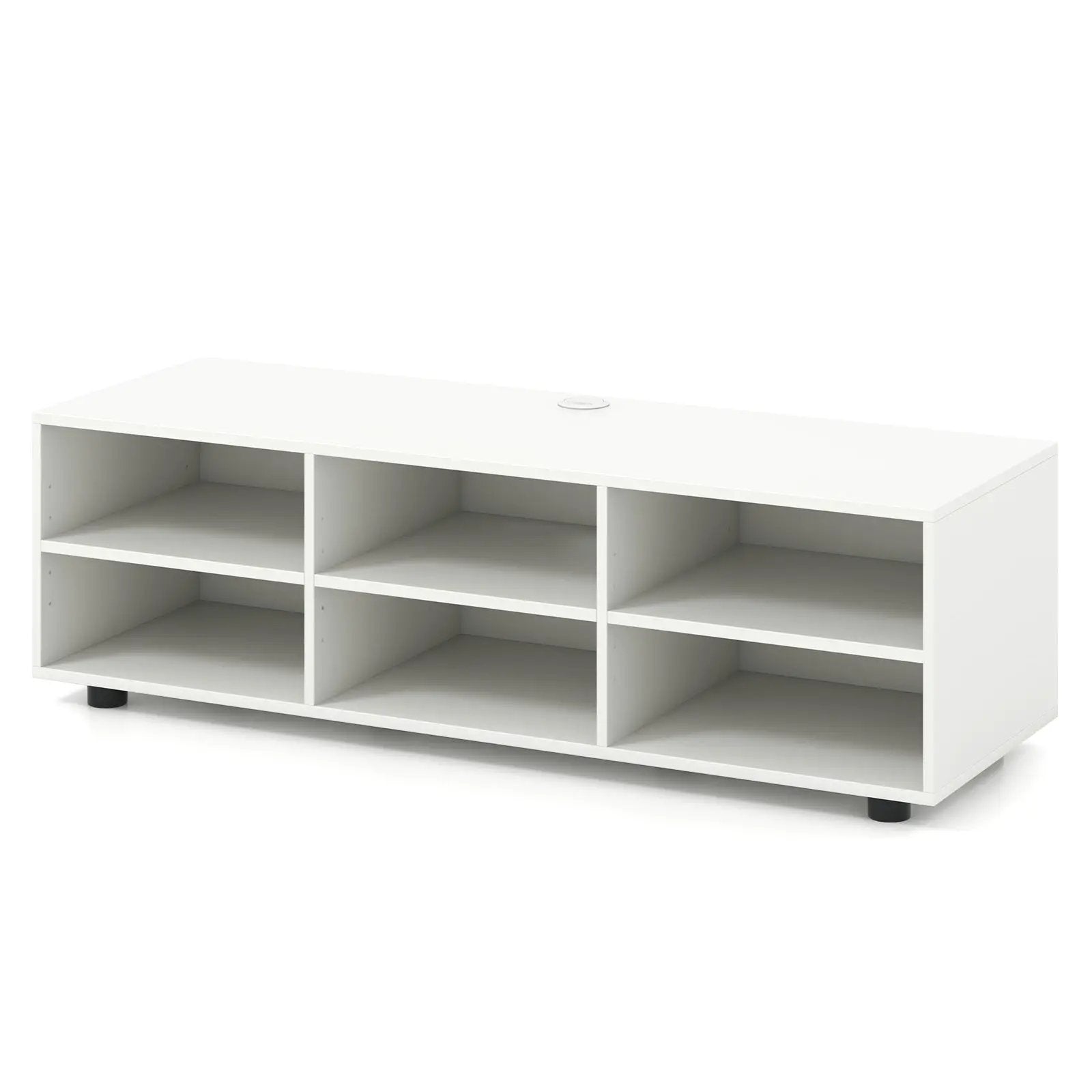 TV Stand for TV up to 55 Inch with 6 Storage Compartments-White by DirectDeals