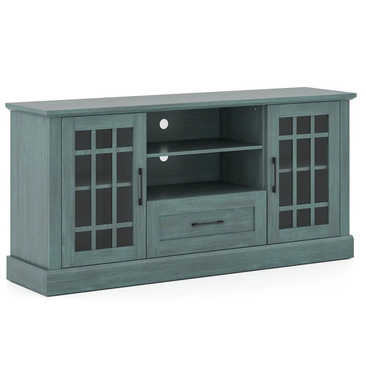 TV Stand for TVs up to 70 with Glass Doors Cubbies and Drawer, photo 9 of 10