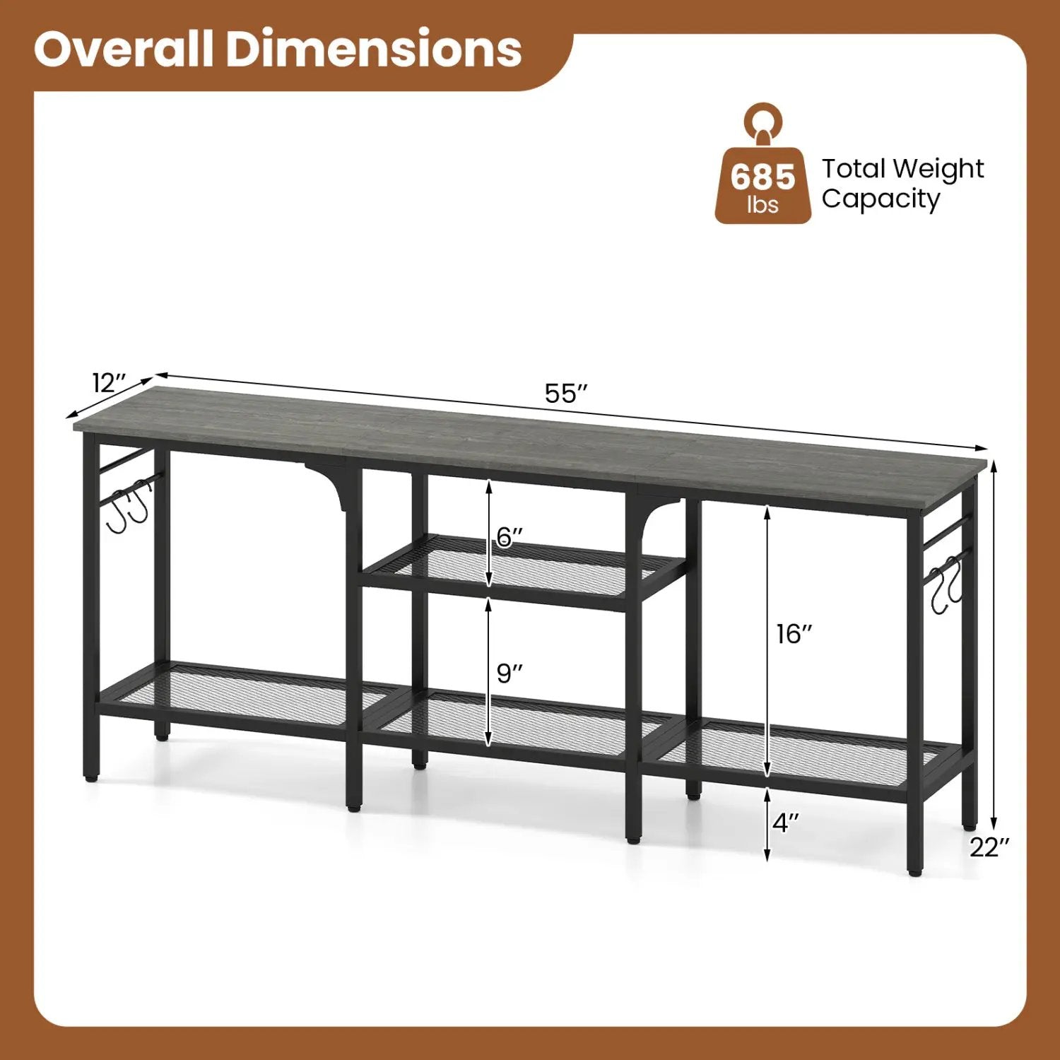 TV Stand for TVs up to 65 Inch with 3-Tier Open Shelves by DirectDeals