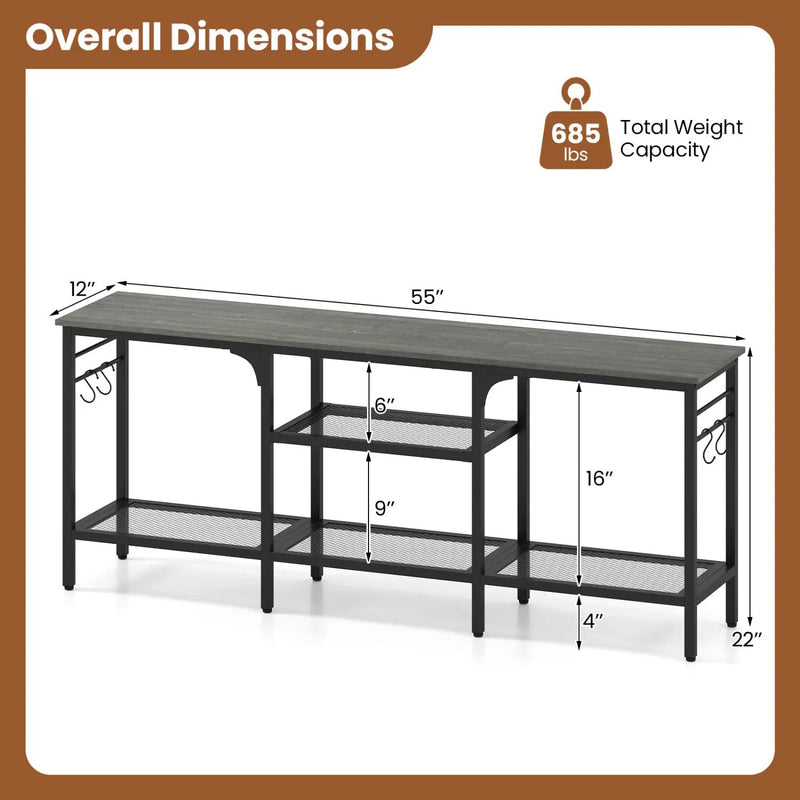 TV Stand for TVs up to 65 Inch with 3-Tier Open Shelves by DirectDeals