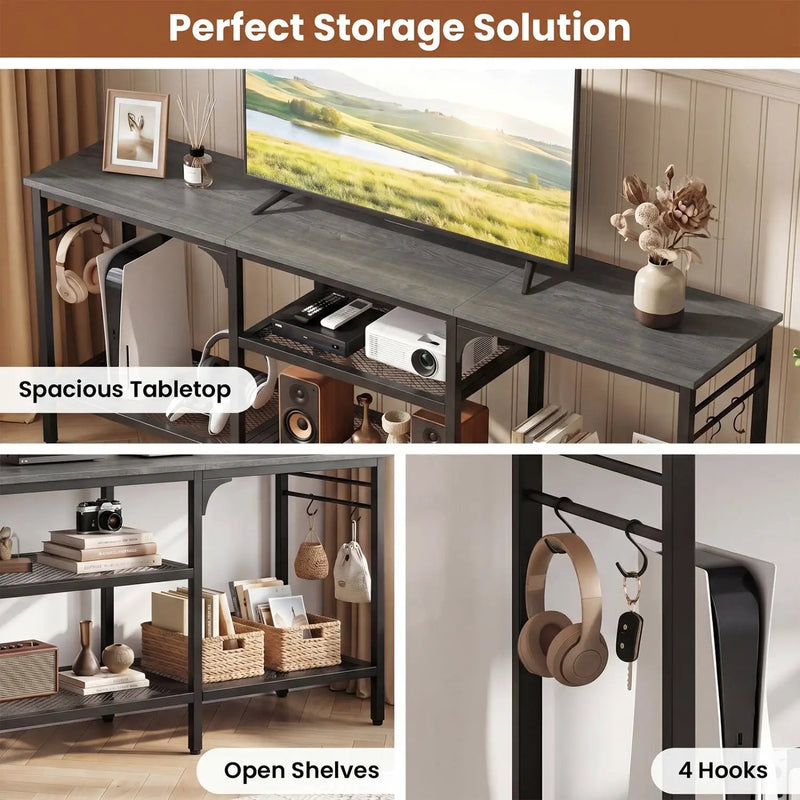 TV Stand for TVs up to 65 Inch with 3-Tier Open Shelves by DirectDeals