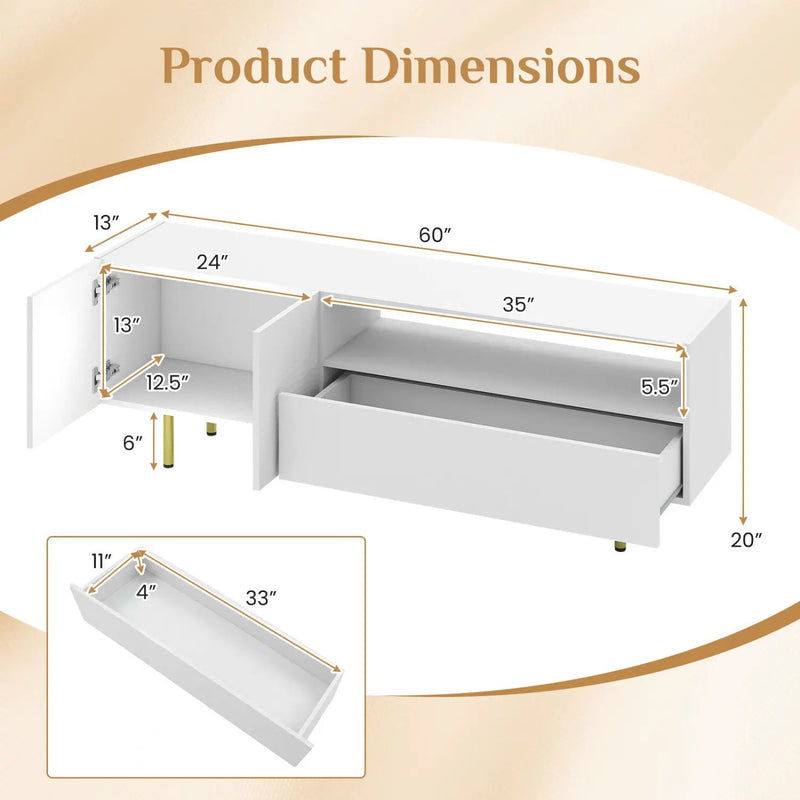 TV Stand for TVs up to 70" with Storage Cabinet and Metal Legs by DirectDeals