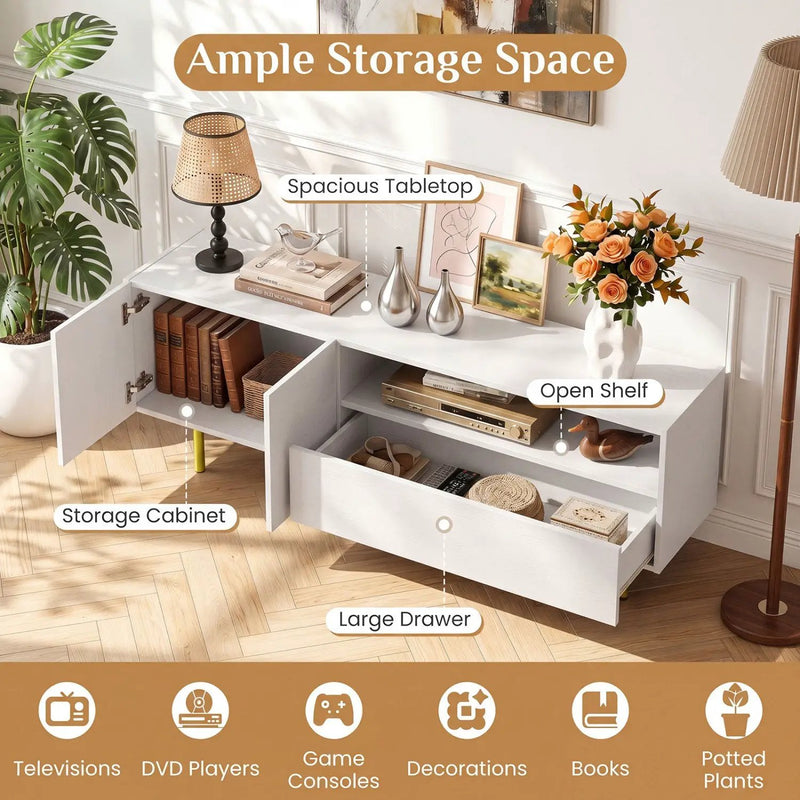 TV Stand for TVs up to 70" with Storage Cabinet and Metal Legs by DirectDeals