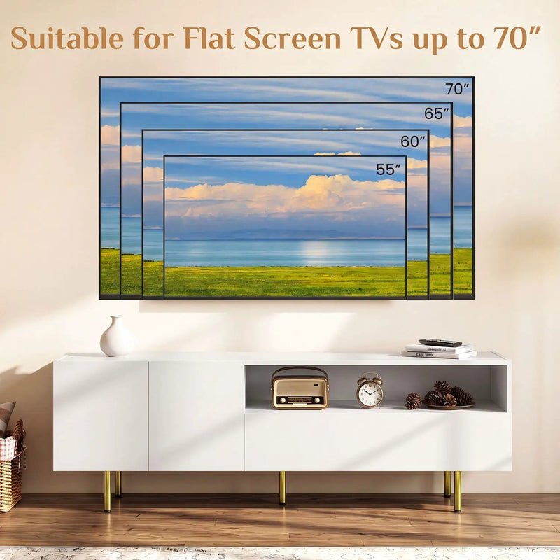 TV Stand for TVs up to 70" with Storage Cabinet and Metal Legs by DirectDeals