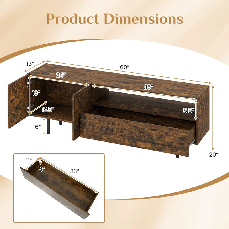 TV Stand for TVs up to 70" with Storage Cabinet and Metal Legs by DirectDeals