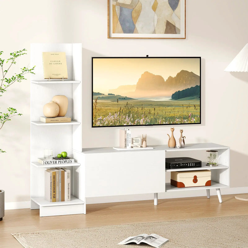 TV Stand for TVs up to 50 Inches Entertainment Center Modern Mid Century TV Cabinet-White by DirectDeals