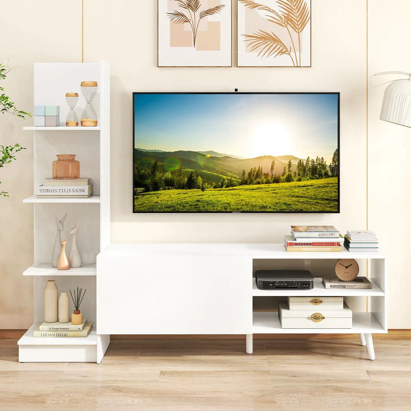 TV Stand for TVs up to 50 Inches Entertainment Center Modern Mid Century TV Cabinet-White by DirectDeals