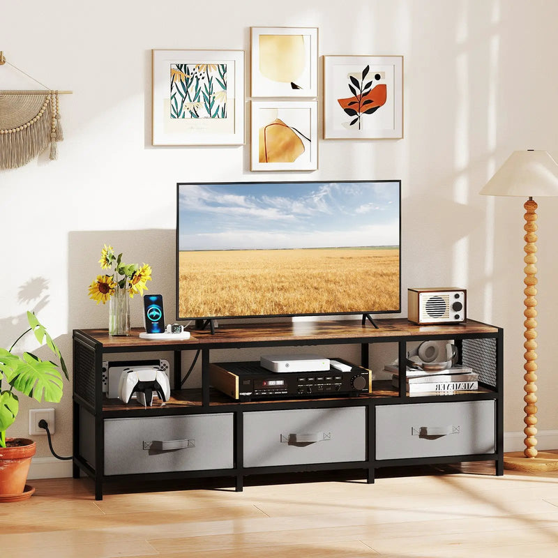 TV Stand for TVs up to 65 Inches with Power Outlets USB Charging by DirectDeals