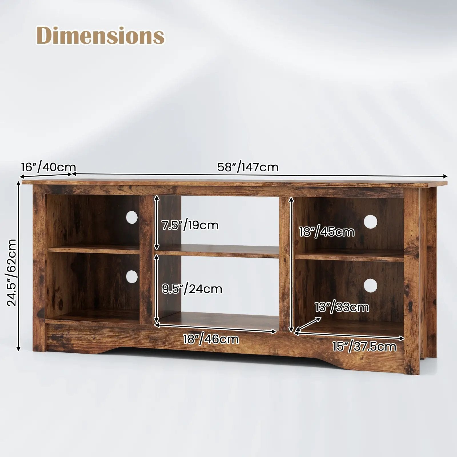 TV Stand for up to 65 Inch Flat Screen TVs with Adjustable Shelves for 18 Inch Electric Fireplace (Not Included) by DirectDeals