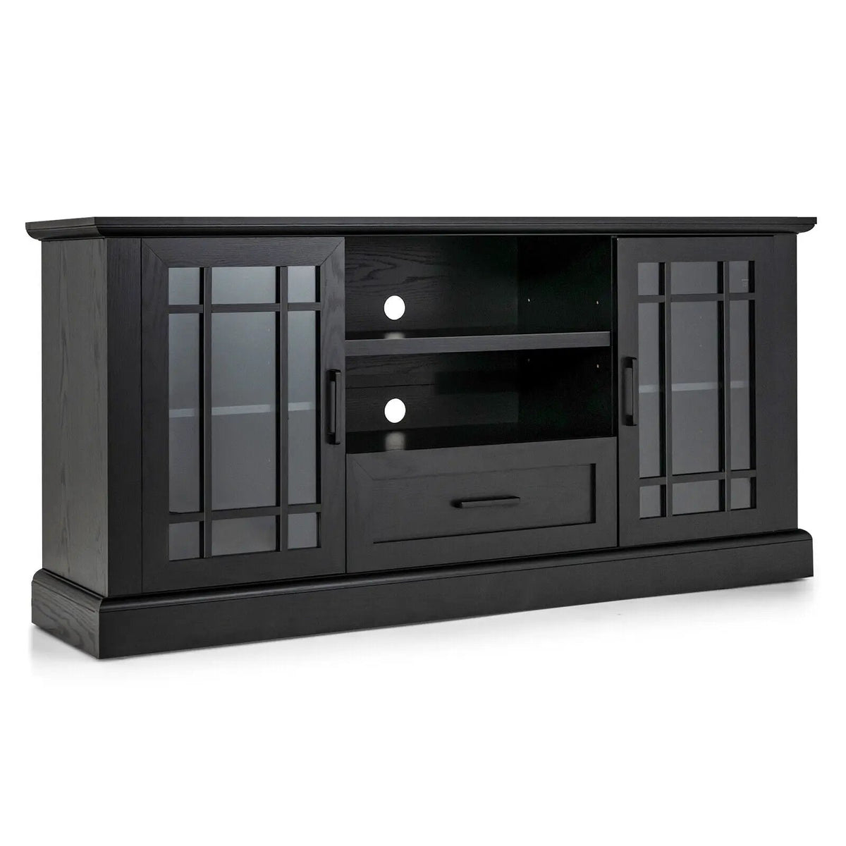 TV Stand for TVs up to 70 with Glass Doors Cubbies and Drawer, photo 3 of 10