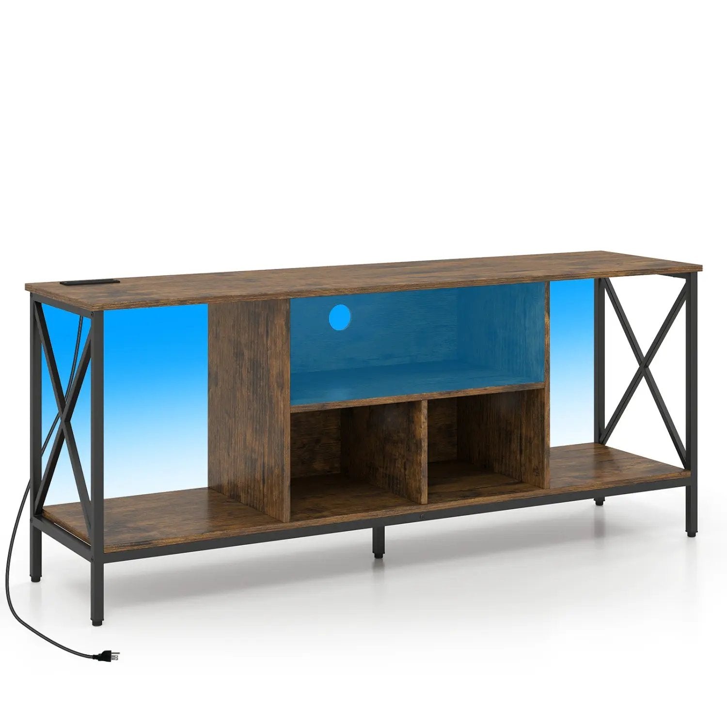 TV Stand with LED Lights for 65 Inch TV Entertainment Center with Power Outlets by DirectDeals