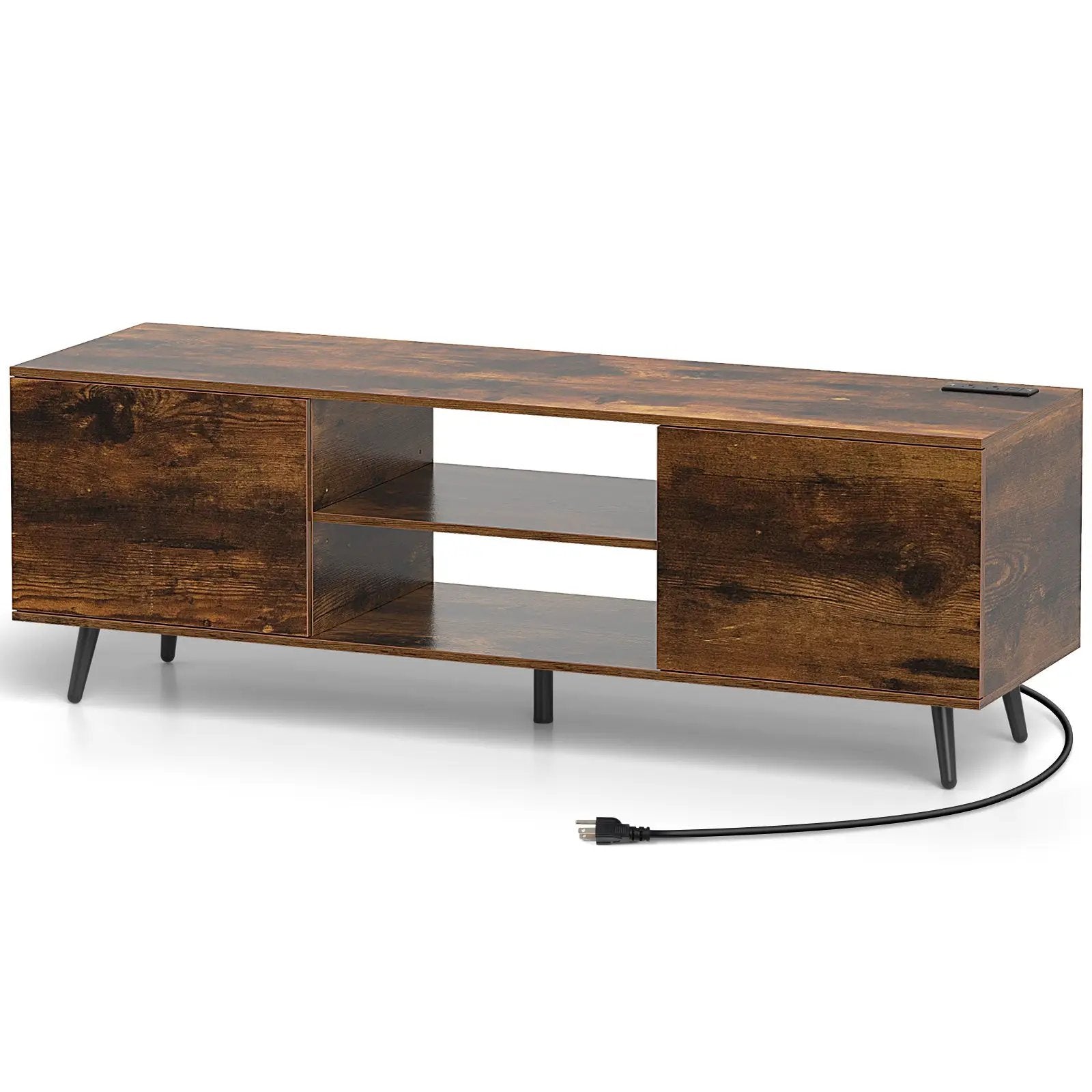 TV Stand with Power Outlets and Adjustable Shelf for 60 Inch TVs by DirectDeals