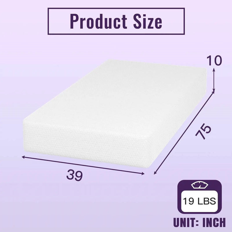 Twin size 10-inch Charcoal Infused Memory Foam Mattress with Removable Cover by HomePacific