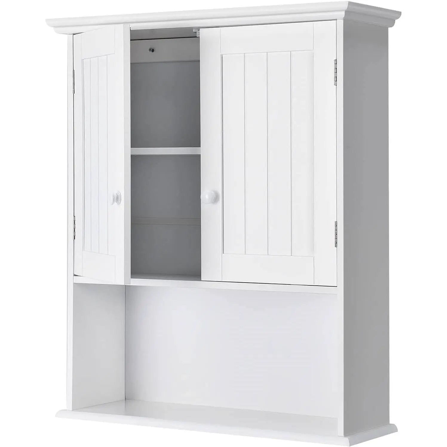 Bathroom Wall Mount Medicine Cabinet with Open Storage Shelf in White by HomePacific