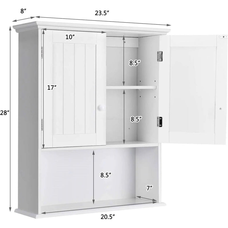 Bathroom Wall Mount Medicine Cabinet with Open Storage Shelf in White by HomePacific