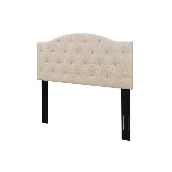 Twin Size Beige Fabric Upholstered Button-Tufted Adjustable Height Headboard by HomePacific