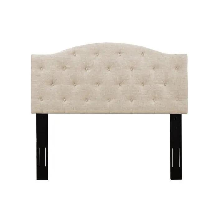 Twin Size Beige Fabric Upholstered Button-Tufted Adjustable Height Headboard by HomePacific