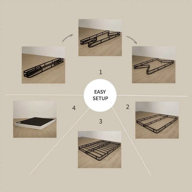 Twin size 8-inch Metal Frame Box-Spring Mattress Foundation with Cover by HomePacific