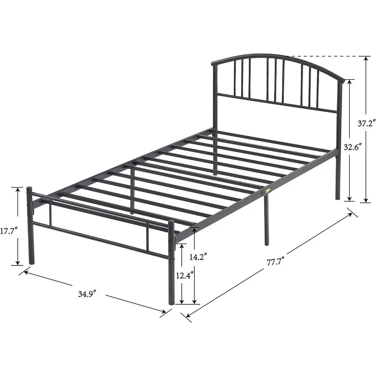 Twin size Black Metal Platform Bed Frame with Arched Headboard by HomePacific