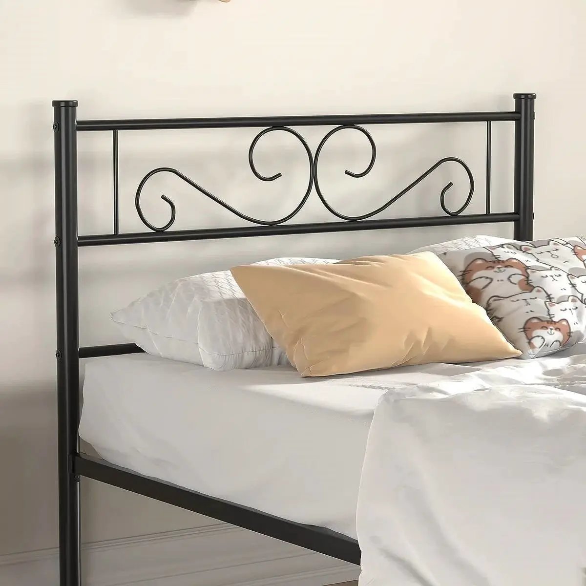 Twin Sturdy Metal Platform Bed Frame with Headboard Footboard in Black Finish by HomePacific