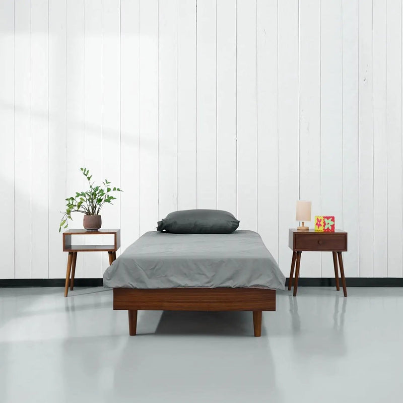 Twin size Mid-Century Modern Platform Bed Frame in Dark Brown Wood Finish by HomePacific