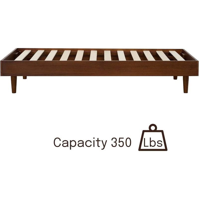 Twin size Mid-Century Modern Platform Bed Frame in Dark Brown Wood Finish by HomePacific
